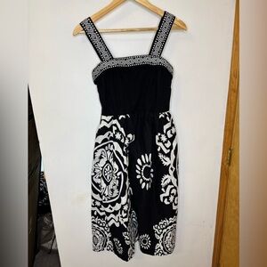 Kaktus Black and White Floral Cotton Sundress